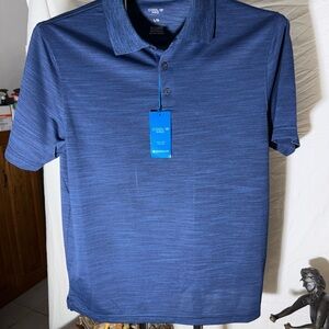 Haggar Men's Blue Heathered Polo